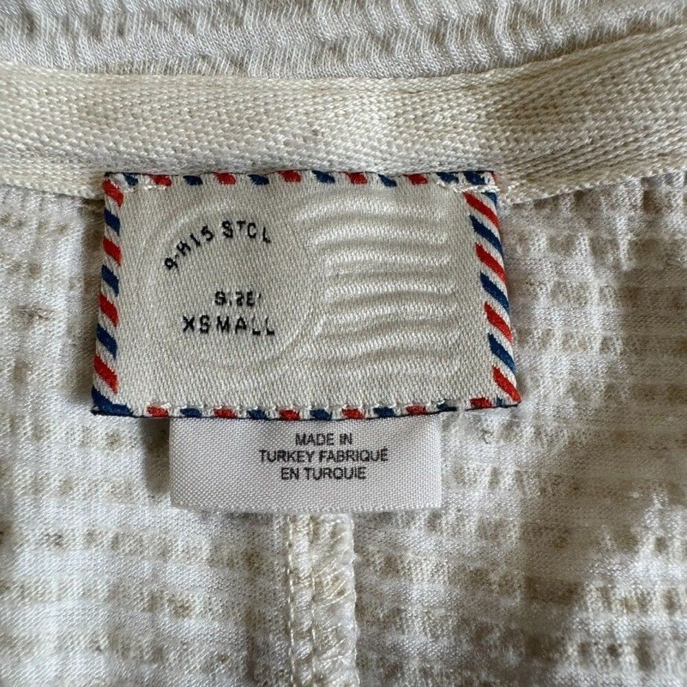 Anthropologie Postmark Sz XS Catina Linen Blend Embroidered Top Boho Beachy Casu - Picture 6 of 7